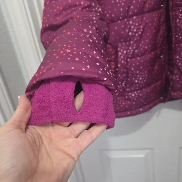 Cat & Jack Girl Magenta Star Print Heavyweight Puffer Winter Snow Jacket Sz XL - Picture 5 of 12